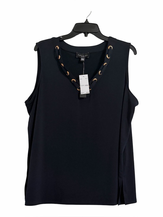 Premise Tops - Premise NWT Night Life (Dark Navy) Sleeveless Grommet V-Neck Blouse -L